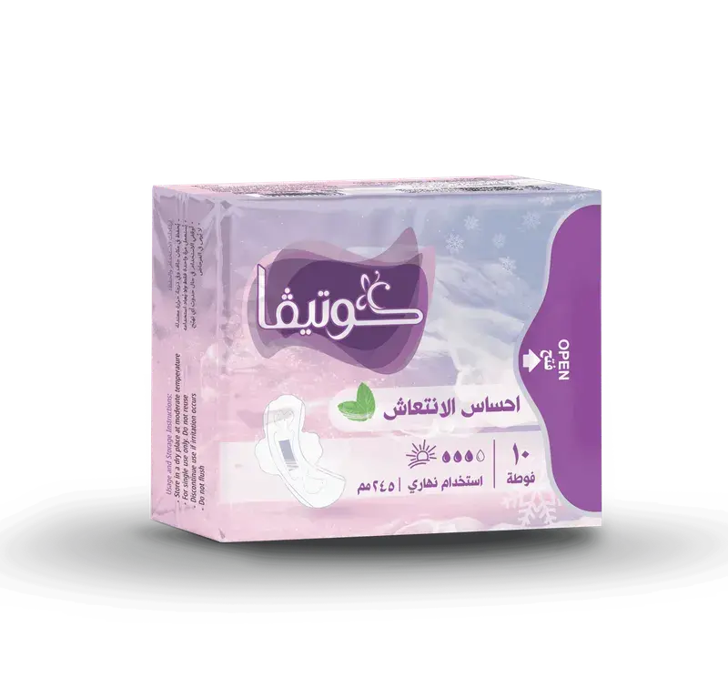 كوتيفا – فوط صحية نهارية بتقنية التبريد، طول 245 مم، عبوة 10 قطع
