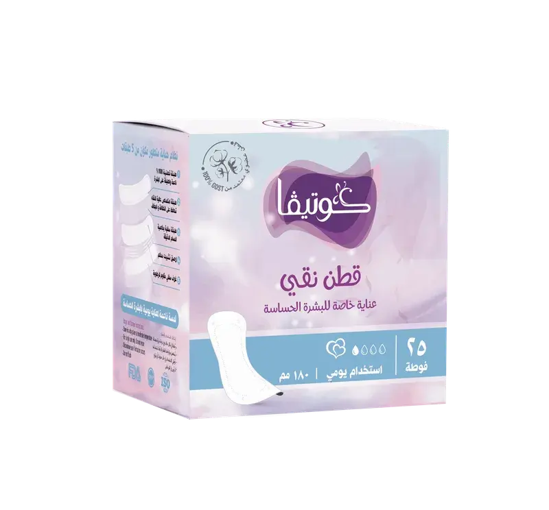 كوتيفا – فوط يومية قطنية، طول 180 مم، عبوة 25 قطعة
